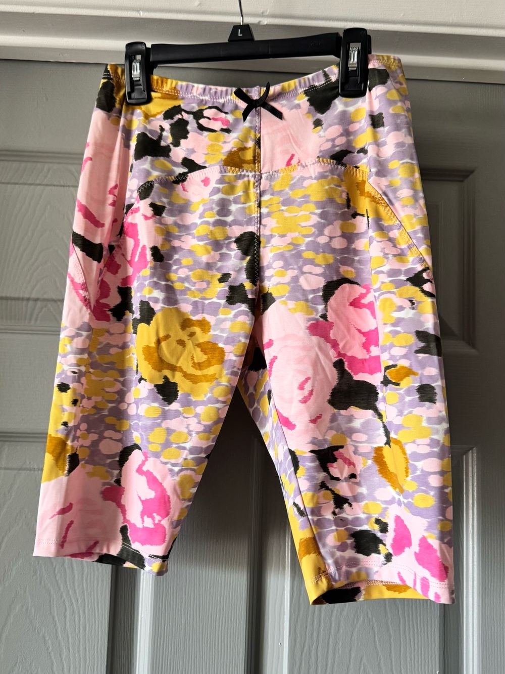 Miaou Pink Floral Knee-Length Pajama Bottoms with Yellow Accents